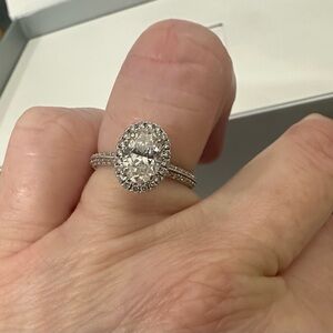14kt Lab grown diamond Pave Halo Engagement Ring